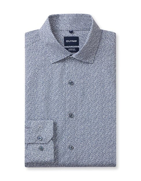 OLYMP No. Six 24/Seven Overhemd, Super Slim, Modern Kent, Marineblauw