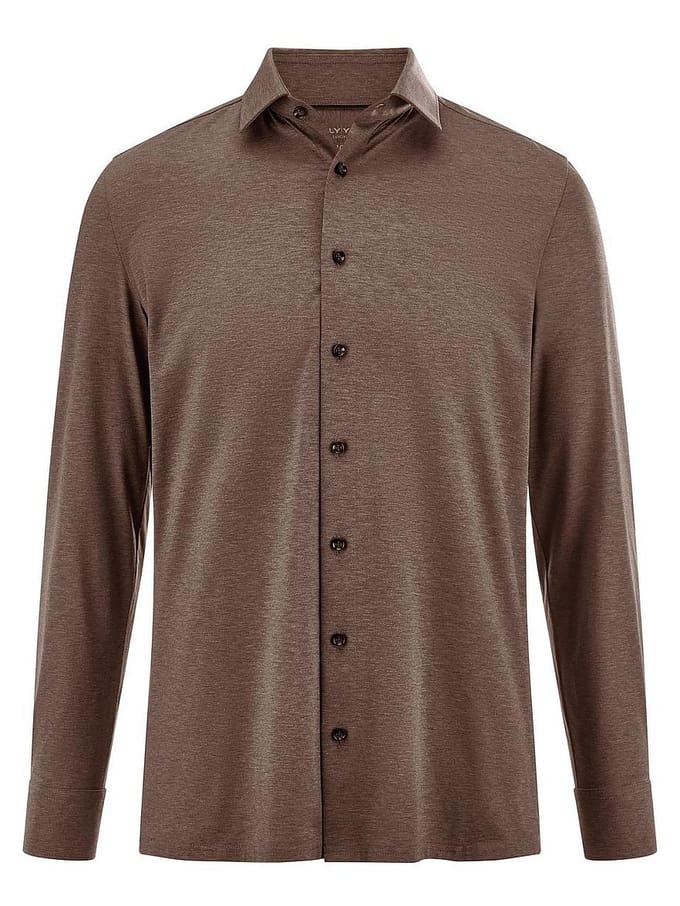 Overhemd jersey Van Olymp bruin