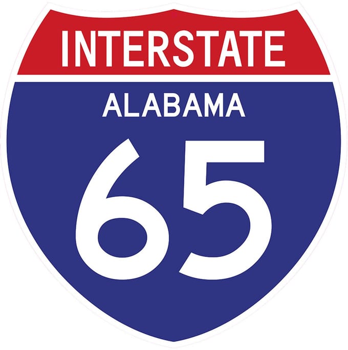 Signs USA - wandbord - dibond - Interstate 65 - Alabama - 39 x 39 cm