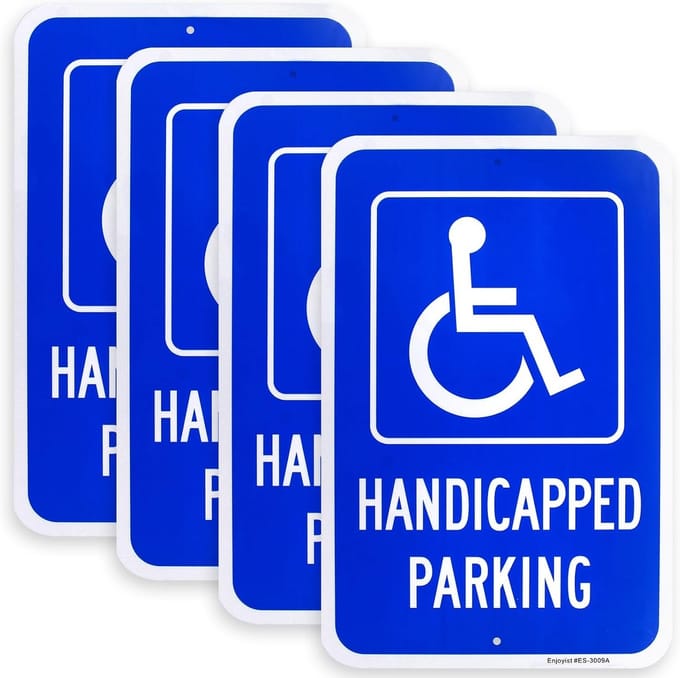 4 Stuks Grote Gehandicapten Parkeerbord - Reflecterend en Weerbestendig Aluminium