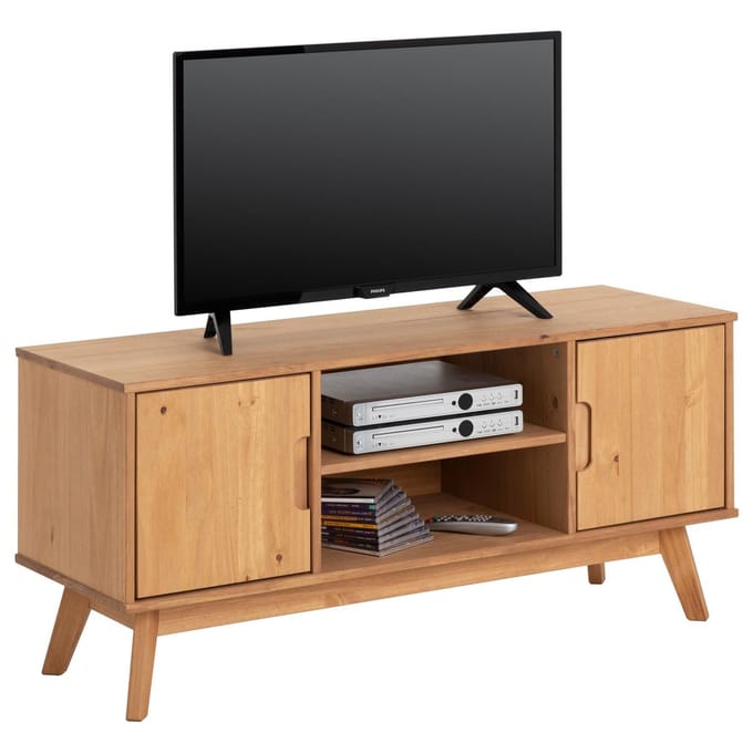 TV-lowboard TIVOLI 115 cm van massief hout - eiken afwerking