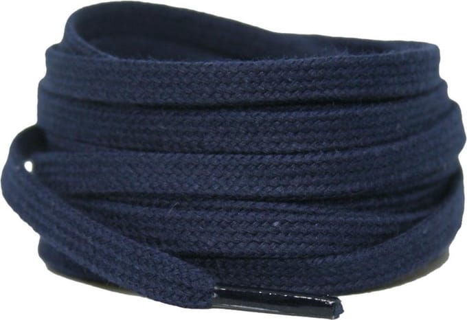 Platte katoenen veters 6mm Donkerblauw 120cm - sneakers