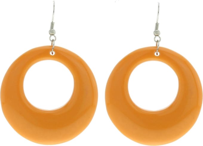 Behave - Oorhangers Dames - Rond - Oranje - Diameter 4.5 cm