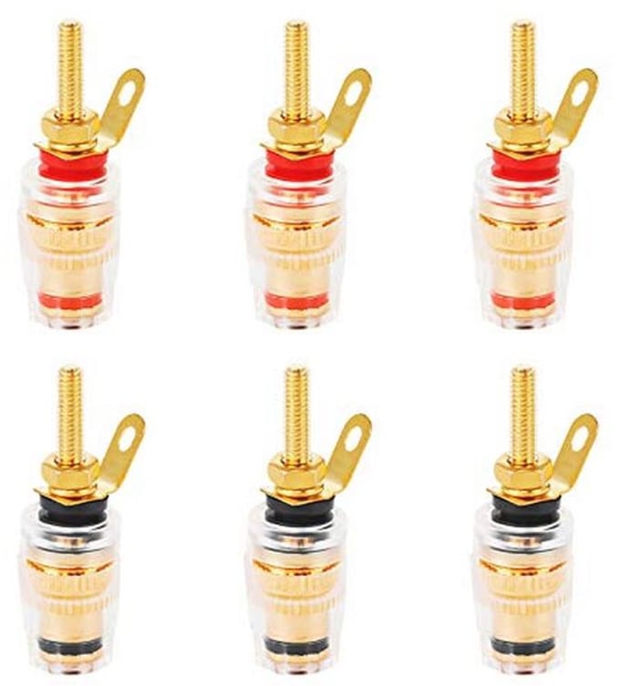 6 stuks connectoren voor luidsprekers - Koperen bananenstekkers 4 mm
