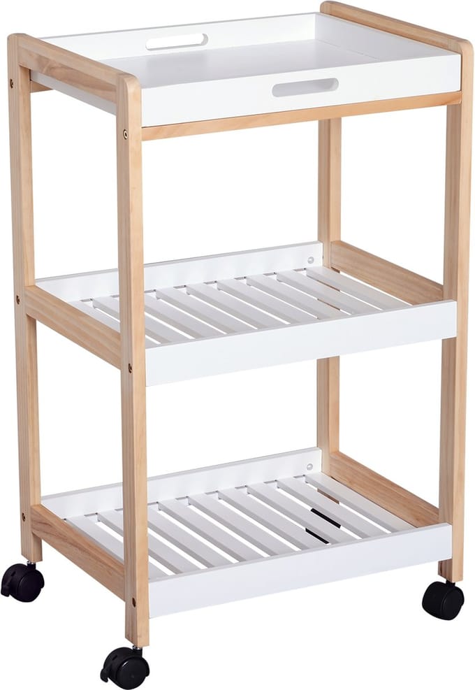 HOMCOM Keukenwagen - Hout - 46x35x75cm - Wit