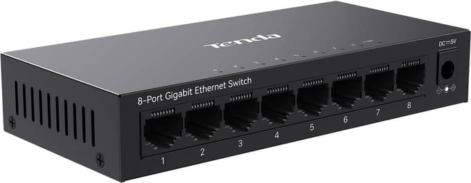 8-Poorts Gigabit Desktop Switch – 1000 Mbit/s, Metalen Behuizing, Passief Gekoeld, Plug & Play