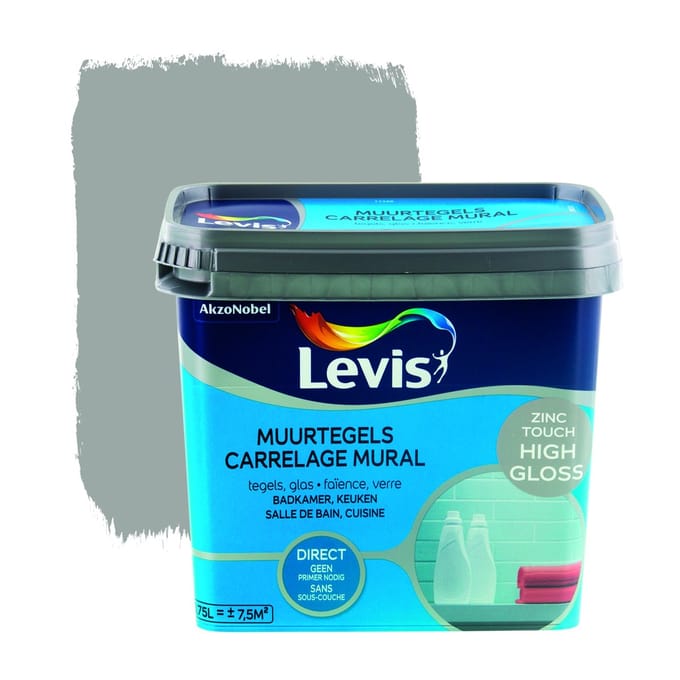 Levis Muurtegels Verf- Hoogglans - Zinc Touch - 0.75L