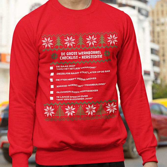 Kerst Trui Rood Kerstborrel - De Grote Werkborrel Checklist Kersteditie S