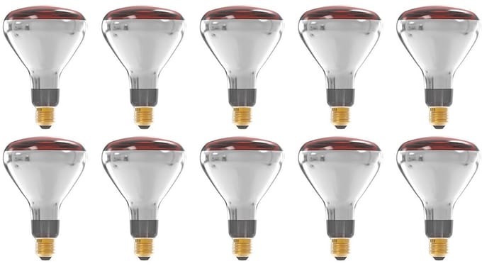 Technik Infrarood Warmtelamp R125 E27 - 250W - Half Rood - Dimbaar - 10 stuks