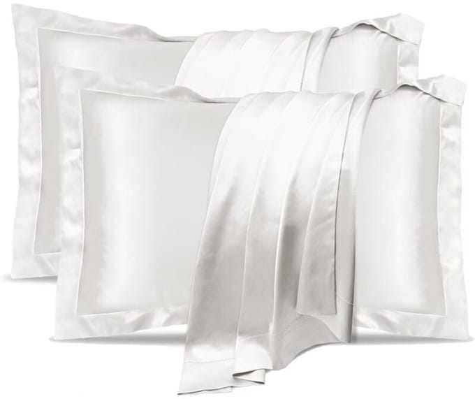 Zijden kussensloop 2-pack 100% polyester kussensloop voor gezond haar en een gezonde huid Standaardmaat 50 x 75 cm Wit