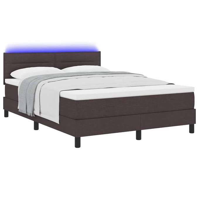 vidaXL - Boxspring - bed - met - hoofdeinde - Donkerbruin - 140 - x - 200 - cm - Stof