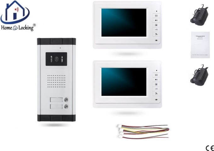 Home-Locking complete deur intercom/videofoon met 2 binnen panelen.DT-1476-1-2