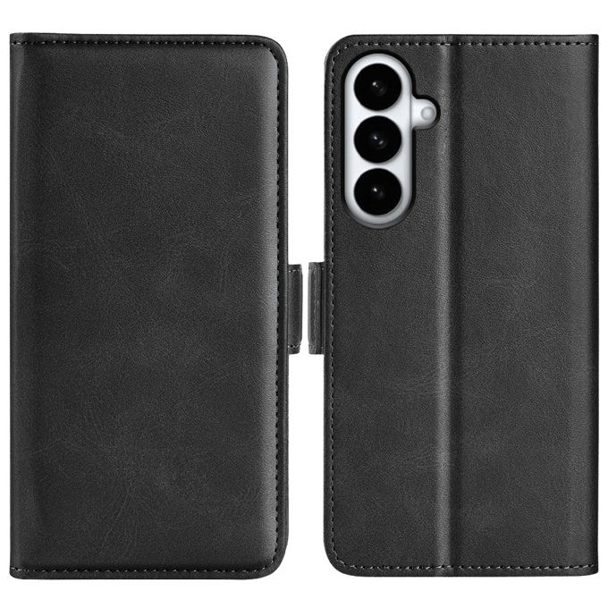 CaseBody Samsung S26 Plus Real Leather Wallet Hoesje Zwart