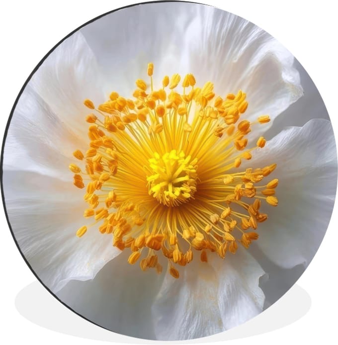 WallCircle - Wandcirkel - Muurcirkel - Wit - Bloem - Elegant - Aluminium - Dibond - 60x60 cm - Binnen en Buiten