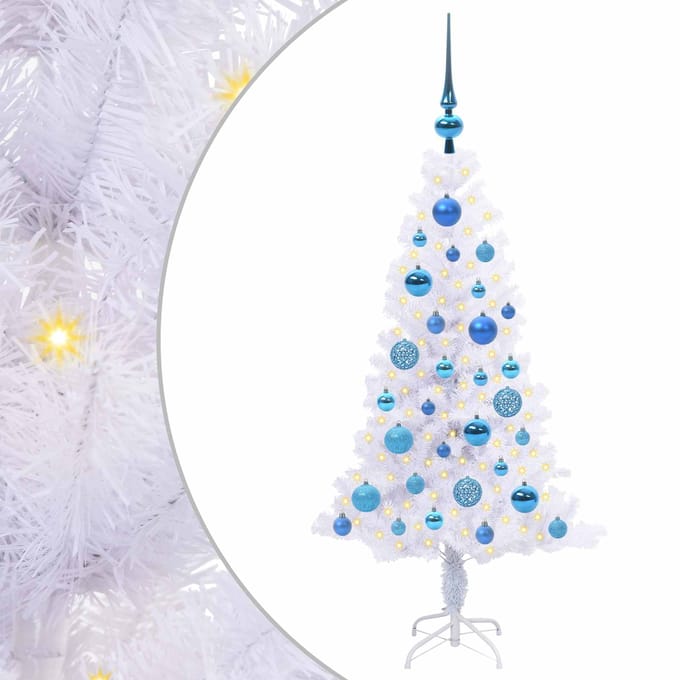 vidaXL - Kunstkerstboom - met - 150 - LED - Wit - 120 - cm - PVC - en - Staal