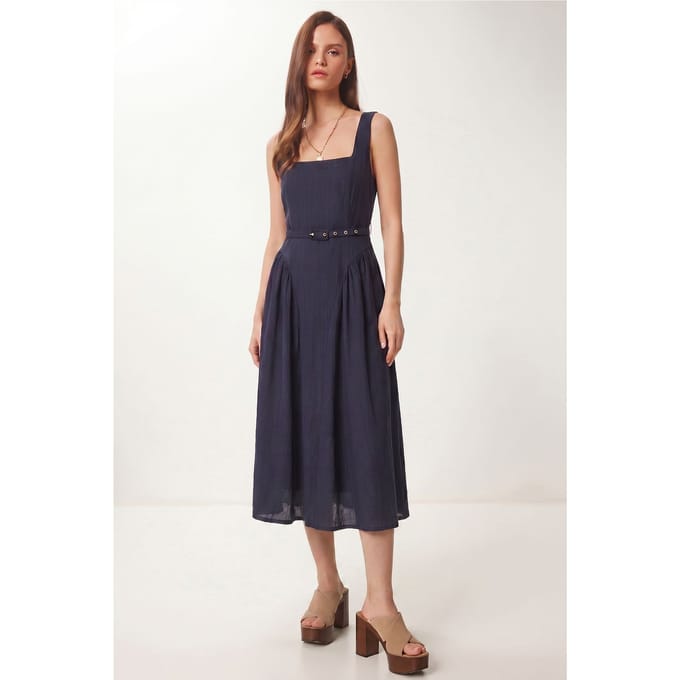 Geknoopte Mouwloze Midi-Jurk