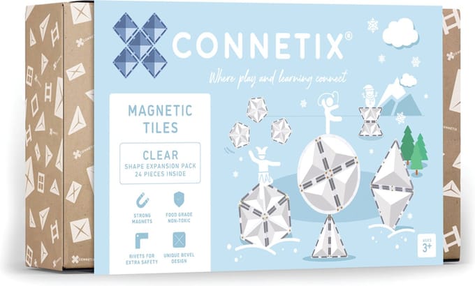 CONNETIX - Magnetisch Tegels - Transparante Vorm Uitbreidingspakket - 24 Stuks - Magnetisch Speelgoed