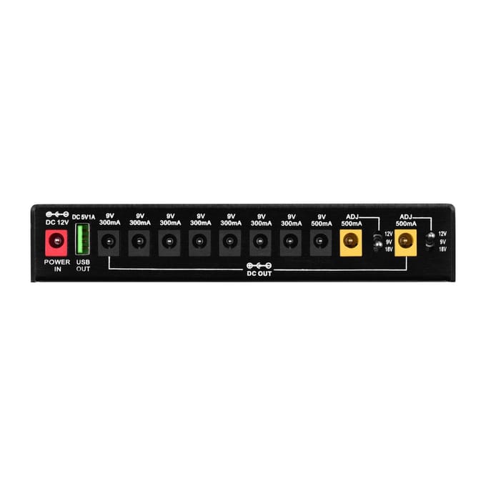 MOSKY ISO-10 Draagbaar Gitaar Effect Voedingsstation 10 Geïsoleerde DC Uitgangen & Eén 5V USB Uitgang US Plug gray