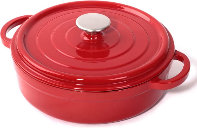 Gietijzeren lage braadpan rood, 28 cm - Sürel