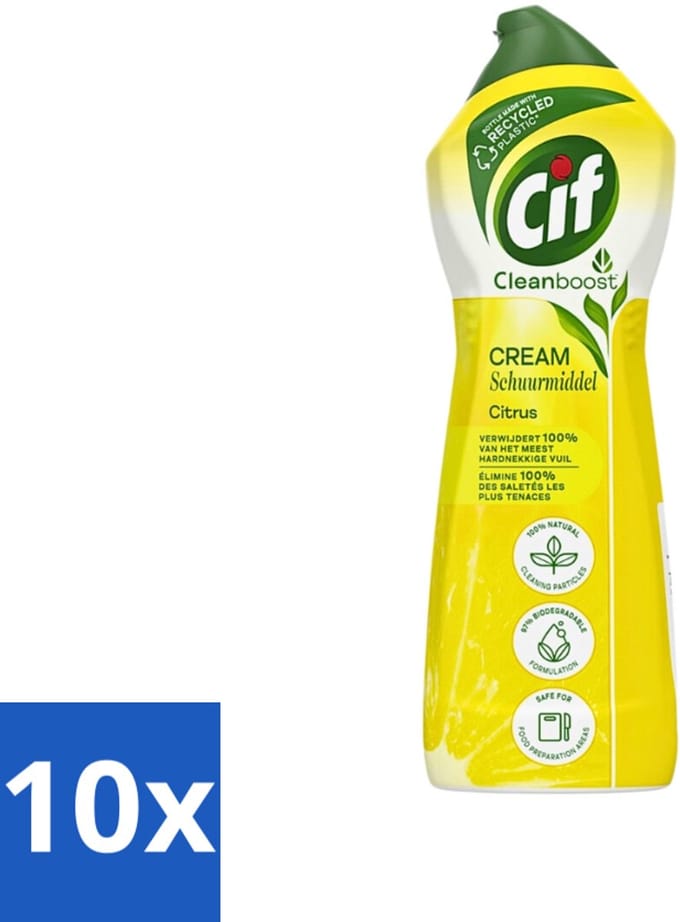 Cif Schuurmiddel Cream Citroen 750 ml - Bulkverpakking - 10 stuks