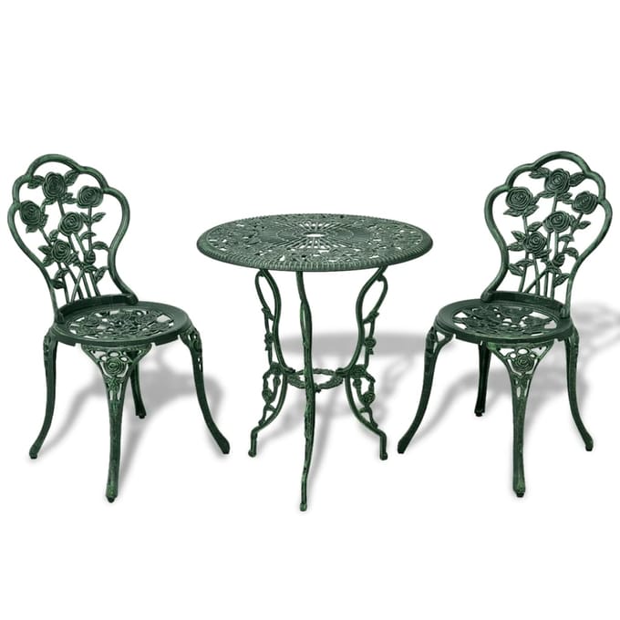 vidaXL - 3-delige - Bistroset - gietaluminium - groen