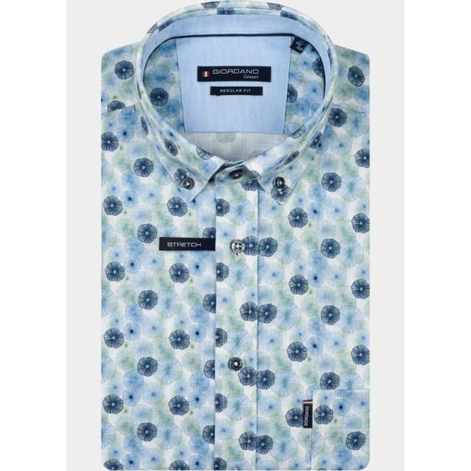 Giordano overhemd korte mouw heren Groen League short sleeve button do 616018/70
