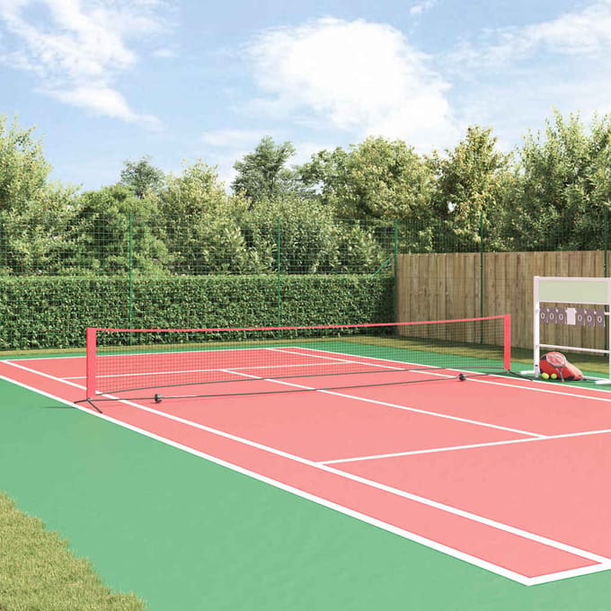 vidaXL - Tennisnet - Zwart - en - Rood - 595 - x - 90,5 - x - 87 - cm - Polyester