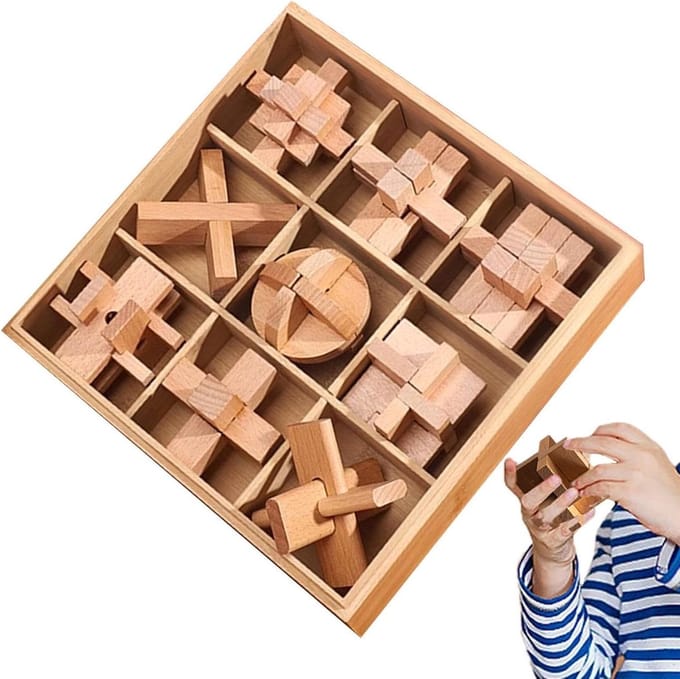 Houten Puzzel - Educatief Speelgoed - Hersentraining - Natuurlijk Hout - 26 cm - Niet gespecificeerd