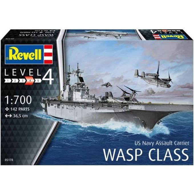 Revell Modelbouwpakket Militaire voertuigen - 05178 Assault Carrier USS WASP CLASS Plastic - 1:700 - Modelbouw