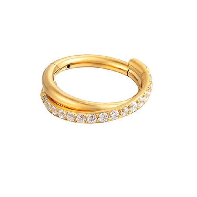 Piercing titanium High Quality clicker crossed 1.2x8 - goud - LMPiercings