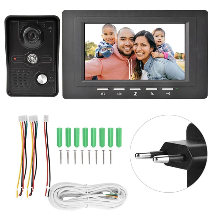 Kit Interphone Vidéo de Porte 7 pouces TFT LCD 700 lignes TV Vision Nocturne