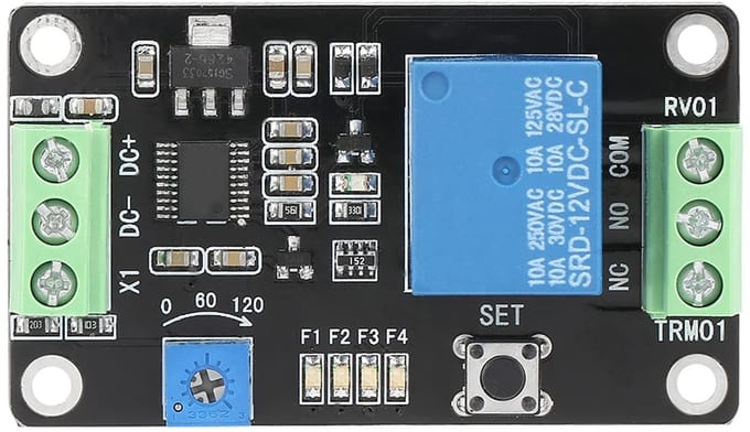 Allecto - Delay Timer Relay Module 12V - Zelfvergrendeling Tijdschakelaar - Instelbare Vertraging - Betrouwbaar en Efficiënt - Elektronische Access...