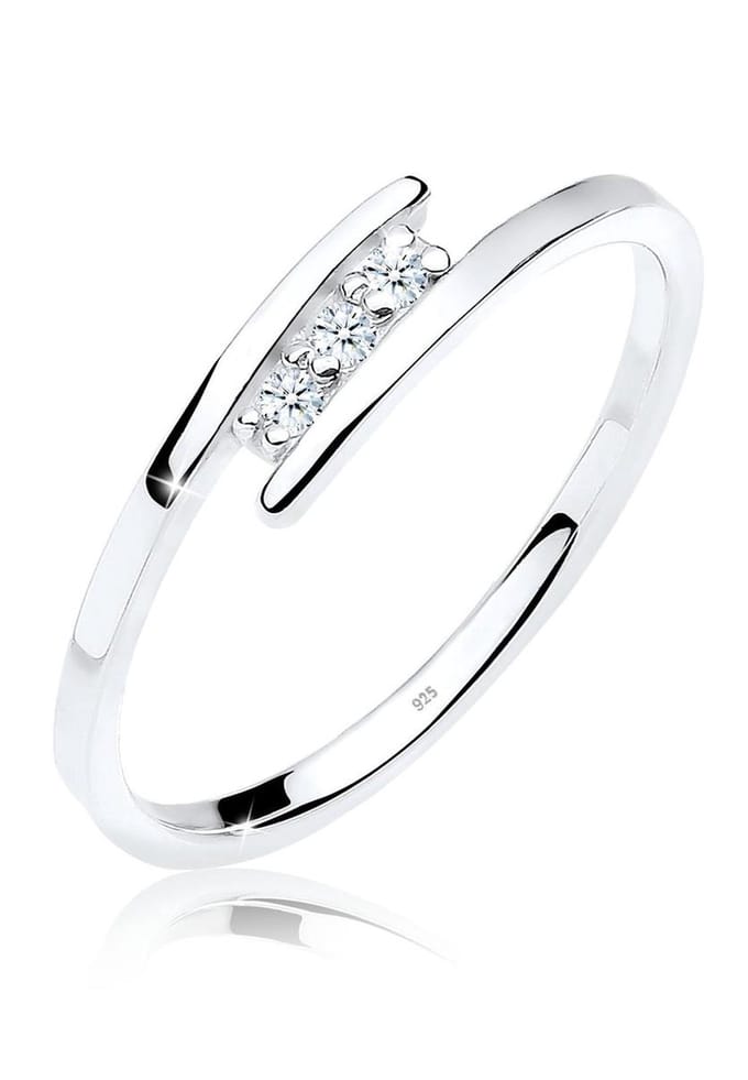 Elli PREMIUM - Ring - Dames Klassiek Elegant met Diamant (0,06 ct.) in 925 Sterling Zilver - Dames