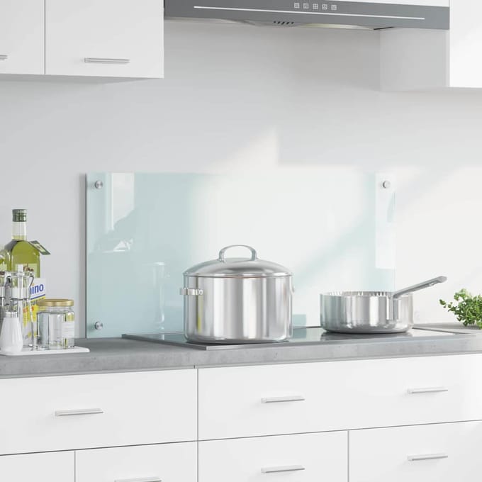 vidaXL - Keuken - Spatscherm - Wit - 90 - x - 40 - cm - gehard - glas