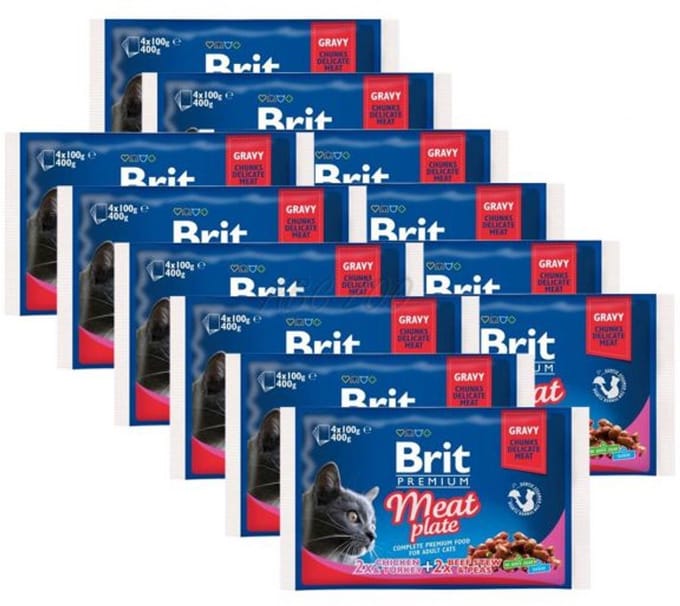 Brit Premium Cat Pouch Meat Plate 4x100gr (13 stuks)