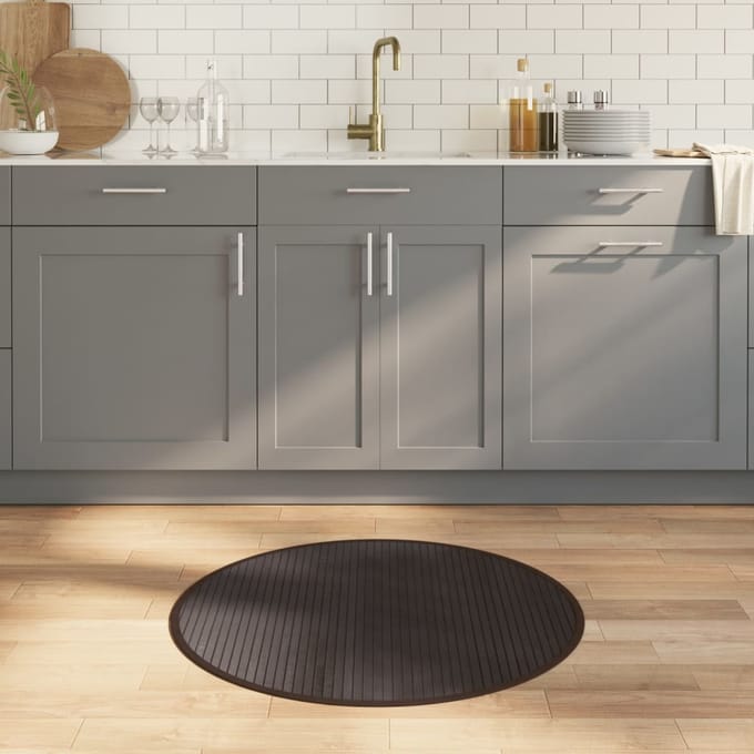 vidaXL - Vloerkleed - rond - 80 - cm - bamboe - donkerbruin