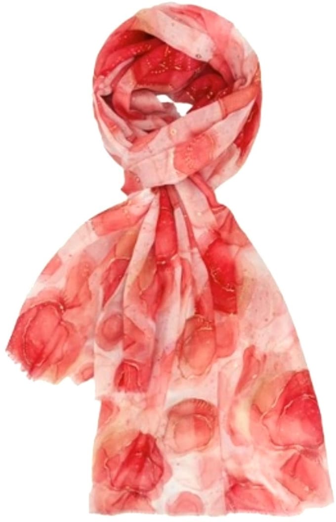 Lange Dunne Sjaal - Print - Goud Accent - (20201#) - Rood
