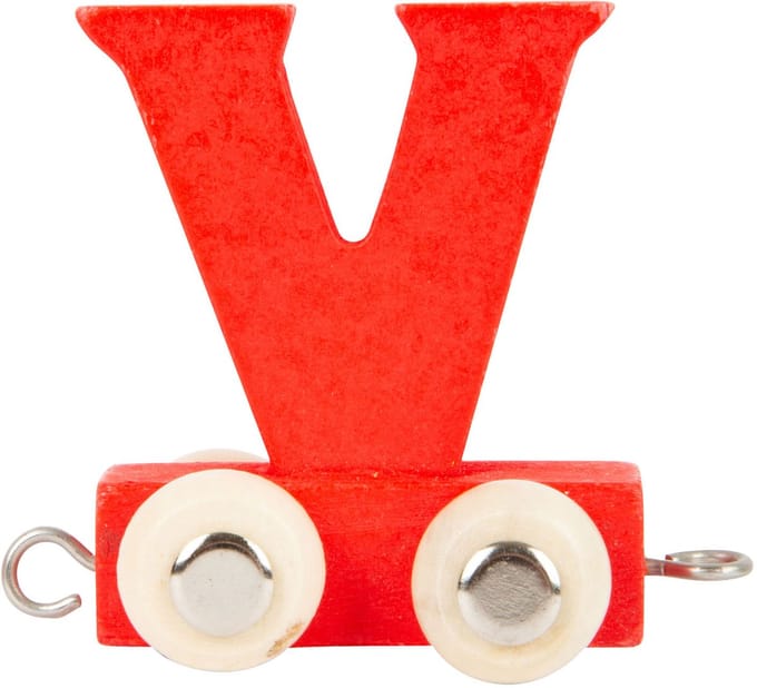 Small Foot - Houten Lettertrein Rood - V - 12 s tuks
