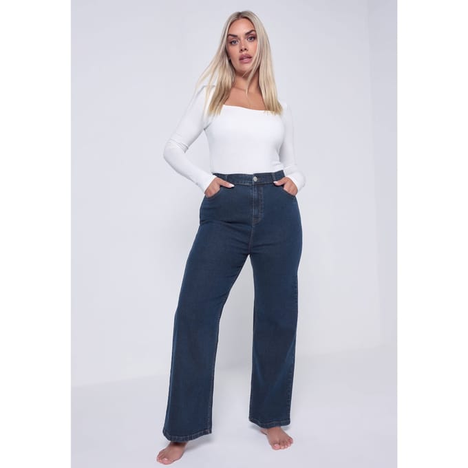 Yours Indigoblauwe Slouchy Jeans Met Wijde Pijpen Size 46