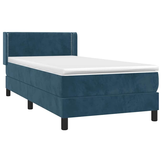 vidaXL - Boxspring - met - matras - fluweel - donkerblauw - 100x200 - cm