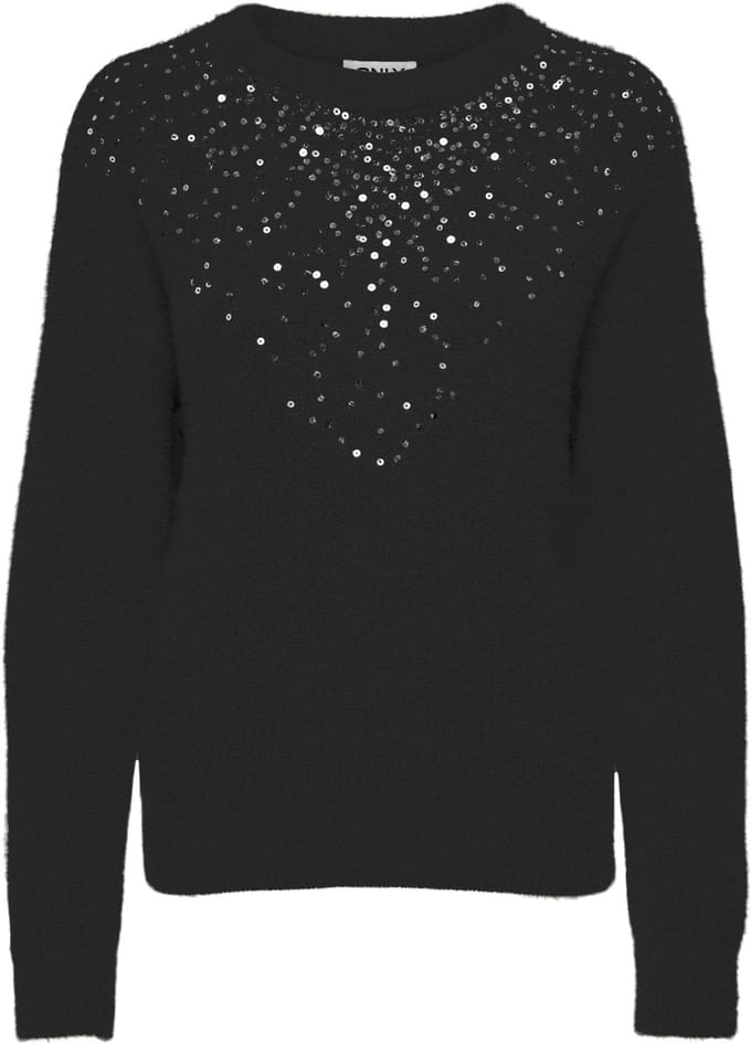 ONLY - ONLCLARIS LS SEQUINS O-NECK KNT - Dames - Gebreide truien