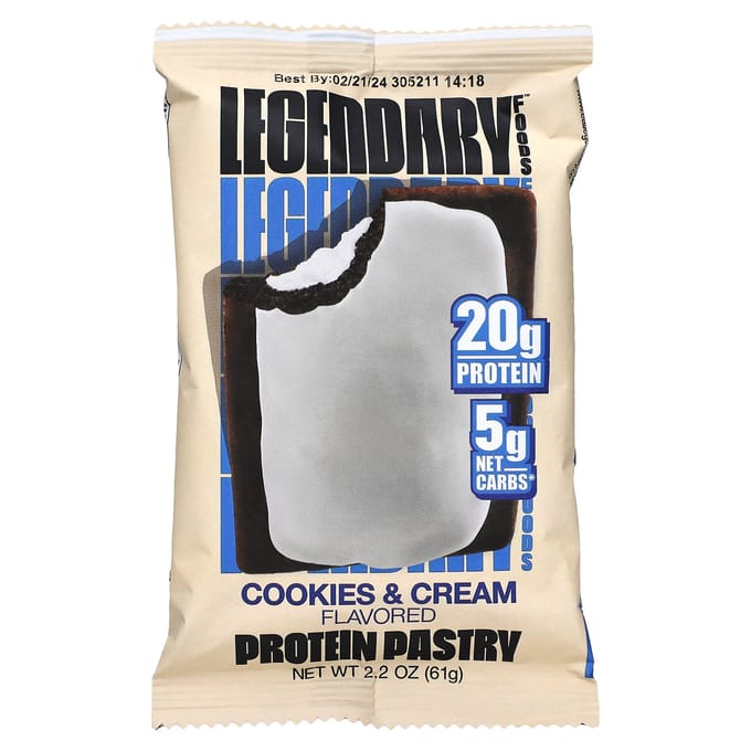 Eiwit Gebak, Cookies & Cream, 10 Gebakjes, 61G (2.2Oz) Elk