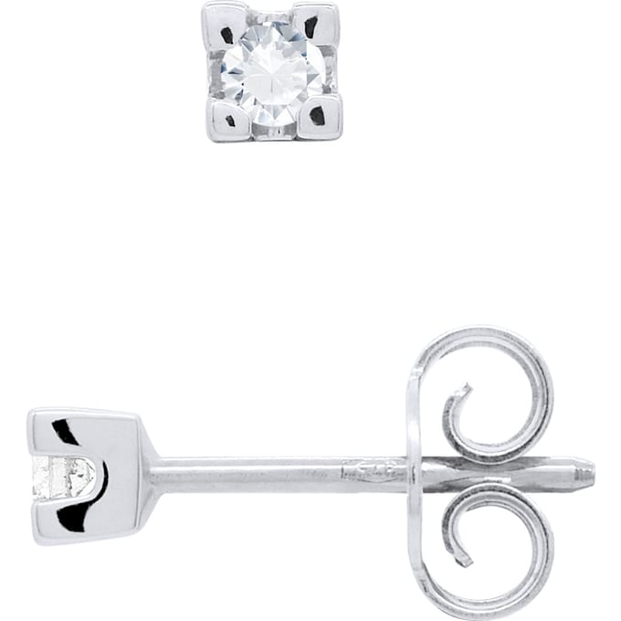 Diamanten oorknopjes 0,10 Cts White Gold