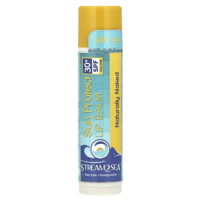 Stream2Sea, Baume à lèvres Sun Protect, FPS 30+, Naturally Naked, 0,15 oz (4g) blue