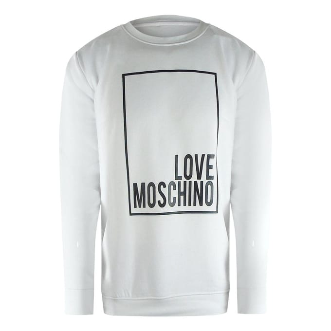 Love Moschino Heren Box Logo Sweatshirt (Wit)