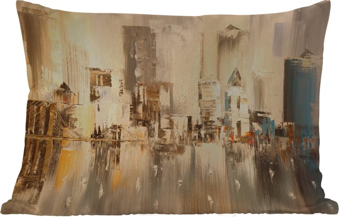 Buitenkussens - Tuin - Schilderij - Olieverf - Abstract - Skyline - 50x30 cm