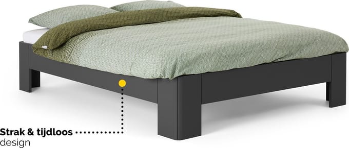 B Bright Fresh 450 Bed 90x220cm - Bedframe Antraciet - Eenpersoonsbedden - Instaphoogte: 45cm