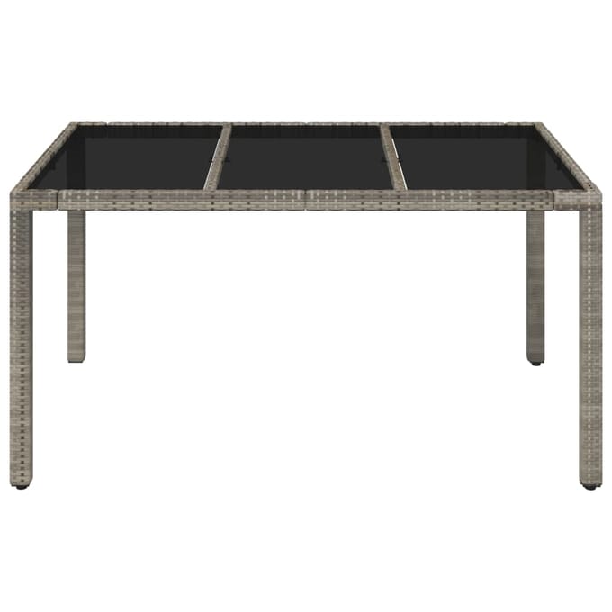 vidaXL - Tuintafel - met - glazen - blad - 150x90x75 - cm - poly - rattan - grijs