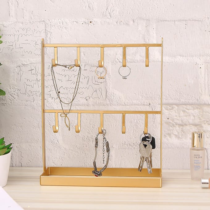 Sieraden Display Organizer Standaard Haken Gouden IJzeren Displayrek voor Ketting Haaraccessoires goud