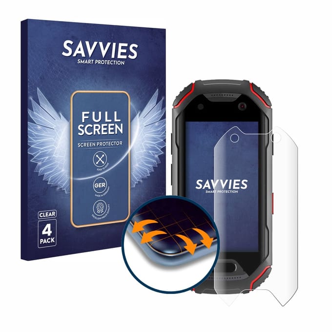 Savvies - Screenprotector voor Unihertz Atom - Folie Beschermfolie transparant volledig dekking 4 Stuks